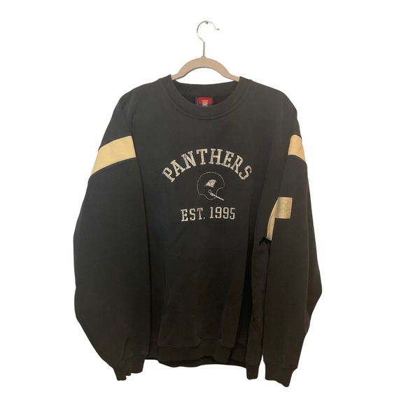 90s Reebok Carolina Panthers NFL Sweatshirt Mens Navy Large Gridiorn VTG - Picture 2 of 7